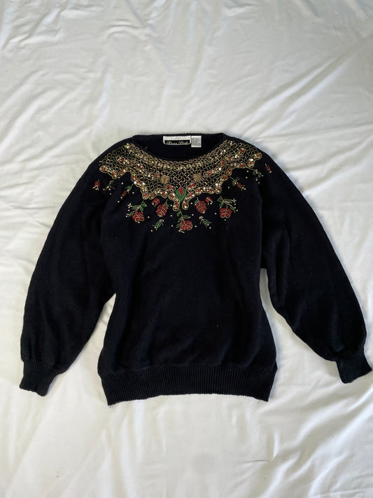 Embroidered Sweater L