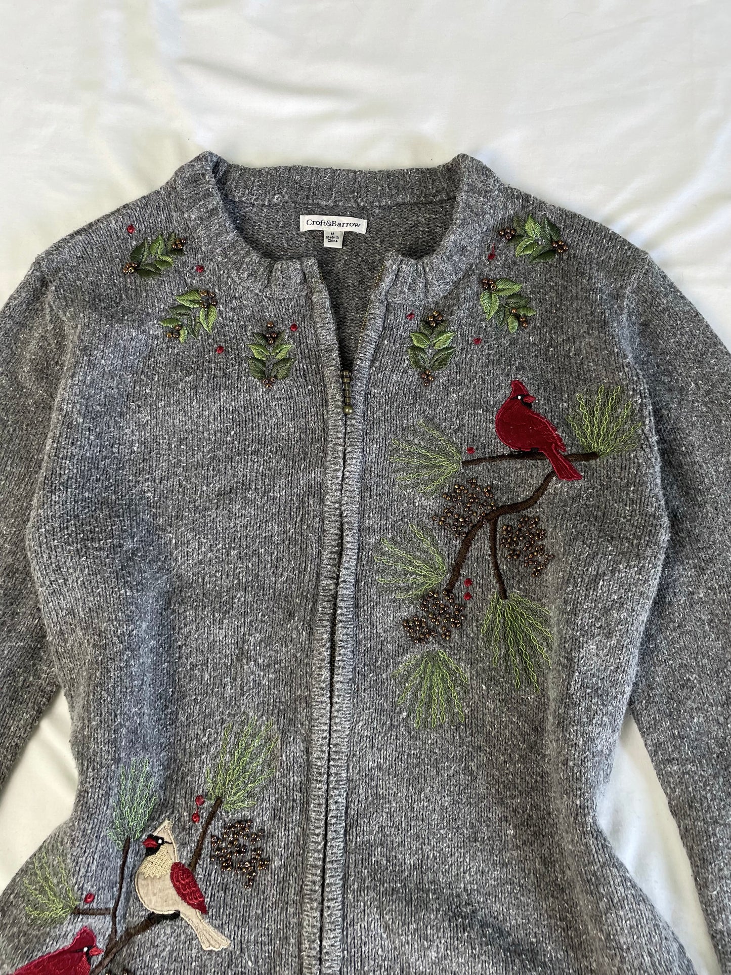 Croft&barrow Embroidered Sweater L